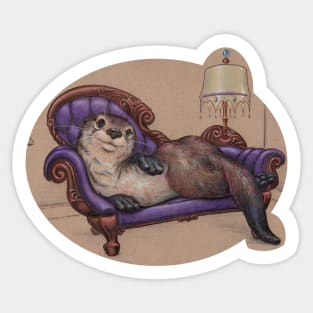 Otter Reclining in the Parlor Sticker